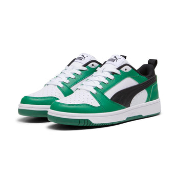 Sneakers bianche, verdi e nere da ragazzo Puma Rebound V6 Lo Jr, Brand, SKU s352500238, Immagine 0